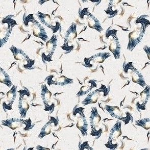 Ditsy Small soft heron on grey