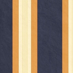 French Provincial Stripes Anchorage Blue and Clementine Orange Large 