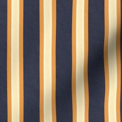 French Provincial Stripes Anchorage Blue and Clementine Orange Medium 