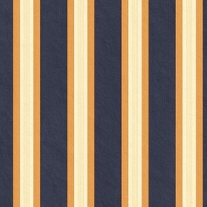 French Provincial Stripes Anchorage Blue and Clementine Orange Medium 