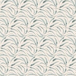 dancing leaves -cream and blue - 3"
