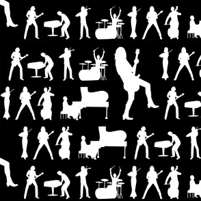 Music - Musicians white on black - xl - wallpaper - bedding