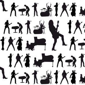 Music - Musicians black on white - xl - wallpaper - bedding