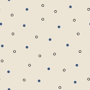 Simple polka dots and circles in  beige and blue.