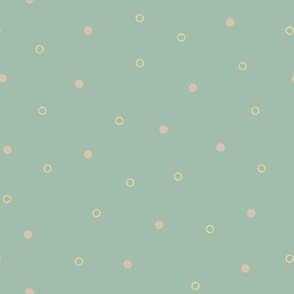 Simple polka dots and circles in  green.