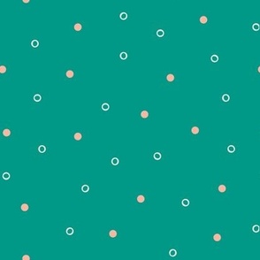 Simple polka dots and circles in  teal.