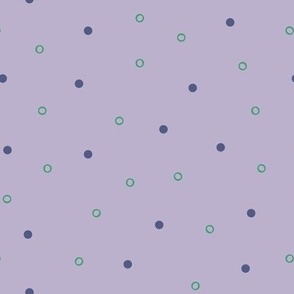 Simple polka dots and circles in  purple and green.