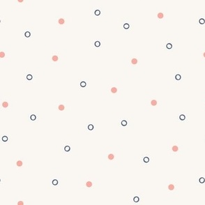 Simple polka dots and circles in  beige, blue and pink.