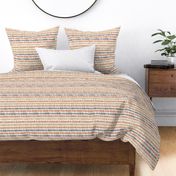 490 - Mini small scale  sound wave wonky organic wavy shapes in warm boho earth palette of mustard, burnt orange and charcoal on soft warm white, graphic retro  shapes in stripes, irregular wonky patterns for wallpaper, duvet covers, kids and adult appare