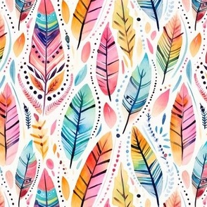 Watercolor Boho Feathers