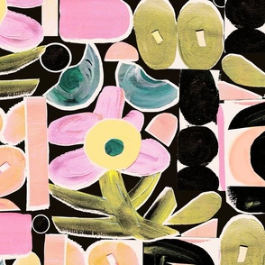 Collage of Flowers and Geometric Shapes