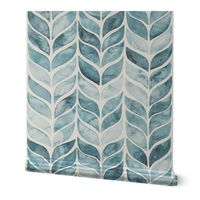Watercolor Whale Tail Tiles - Dusty Turquoise  - Medium Scale