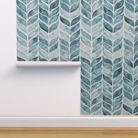 Watercolor Whale Tail Tiles - Dusty Turquoise  - Medium Scale
