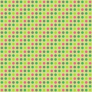 diagonal grid with red and green dots on honeydew green | small