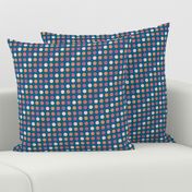 diagonal grid with colorful dots on peacock blue | small