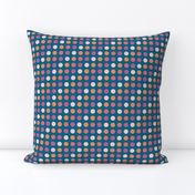 diagonal grid with colorful dots on peacock blue | small