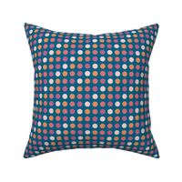 diagonal grid with colorful dots on peacock blue | small