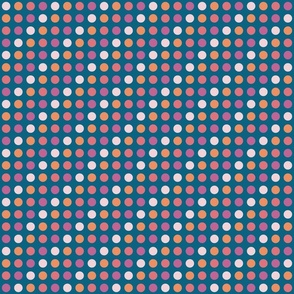 diagonal grid with colorful dots on peacock blue | small