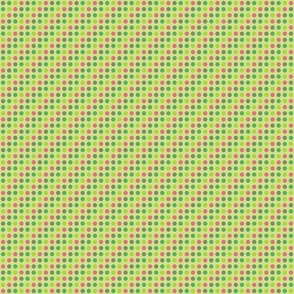 diagonal grid with red and green dots on honeydew green | tiny