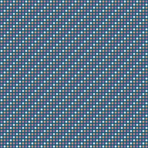 diagonal grid with colorful dots on peacock blue | tiny