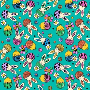 EASTER CHARACTERS-RAINBOW TEAL