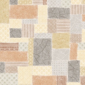 Scatter Patchwork_Earthy Yellow_HALF DROP REPEAT