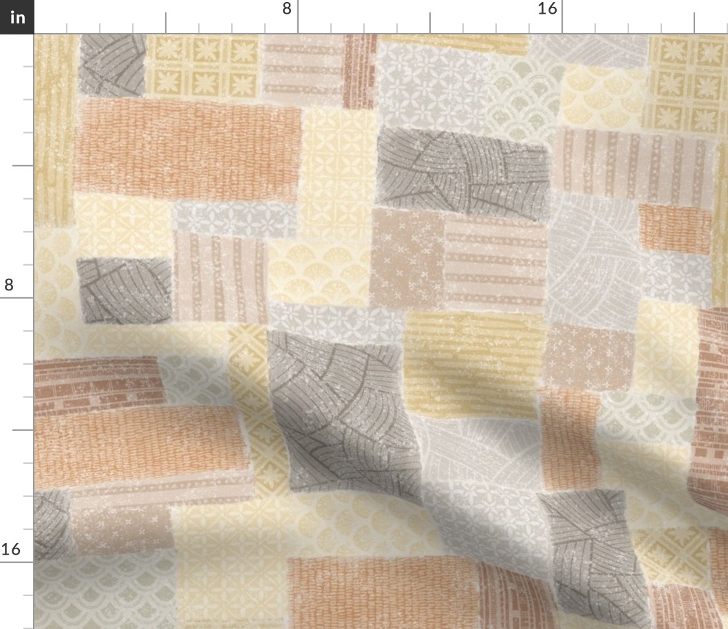 Scatter Patchwork_Earthy Yellow_HALF DROP REPEAT