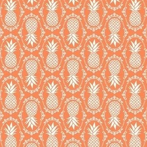 Small Scale Pineapple Fruit Damask Ivory on Peach