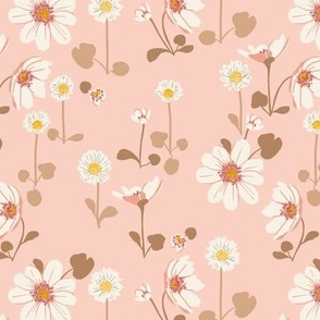 (small) girly spring flowers - blush pink with mokka brown