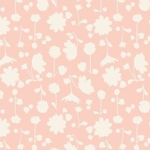 (small) spring flower silhouettes - off-white on blush pink