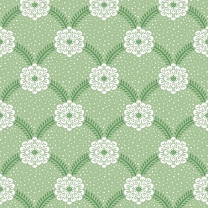 dahlia flower scallop with dots/soft spring green/medium