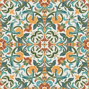 Mediterranean Florentine tile in Serene Warm tones - Big Size