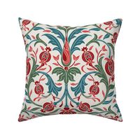 Suzani - Pomegranate and intricate botanical in vibrant red and turquoise - Big Size 