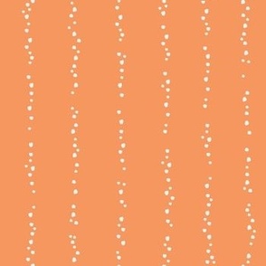 Dainty Dotted Stripe Vertical - Tangerine Orange and White