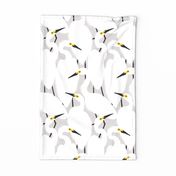 WHITE EGRETS wall hanging or tea towel