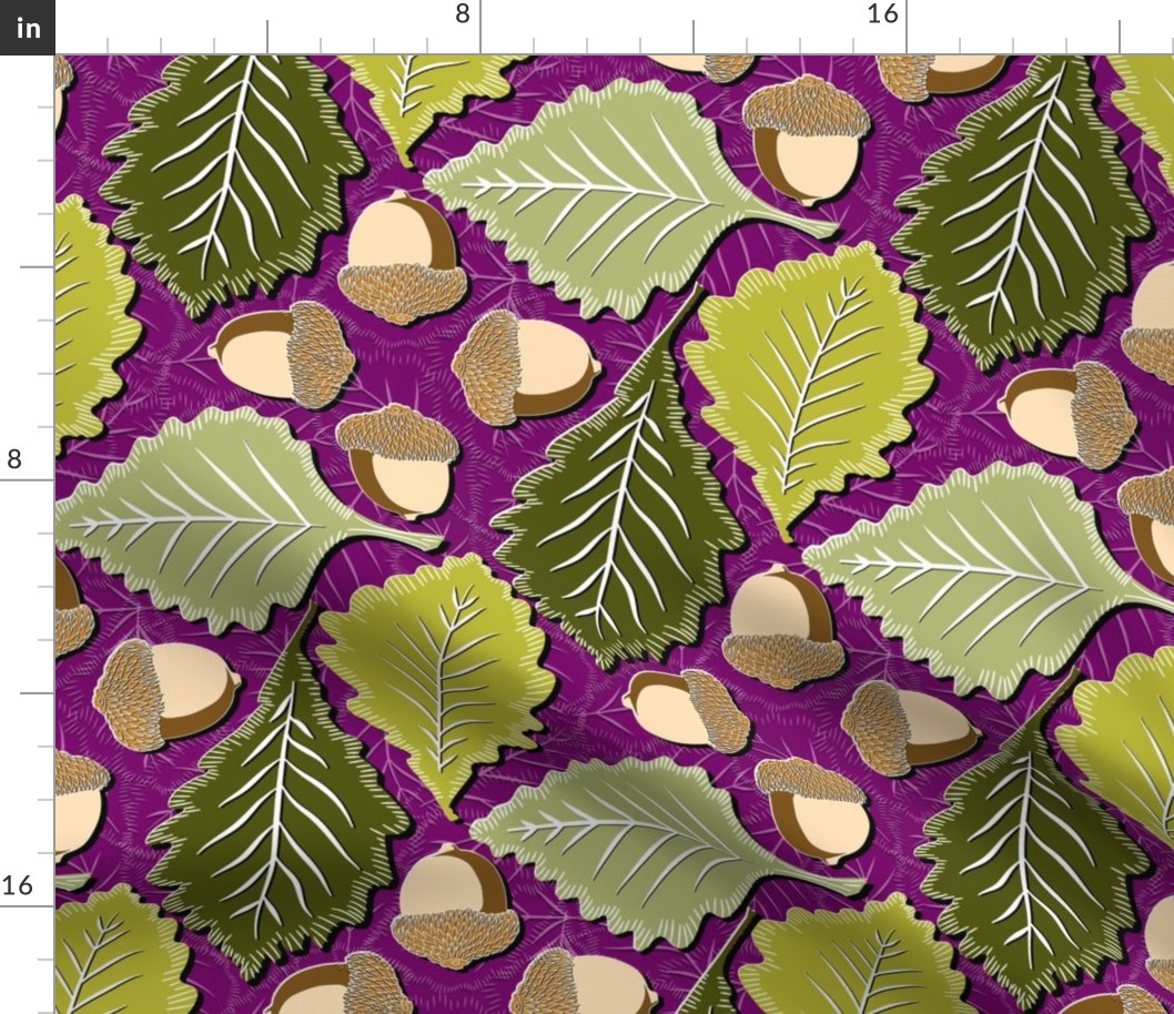 Oak Leaves and Acorns 3D Block
