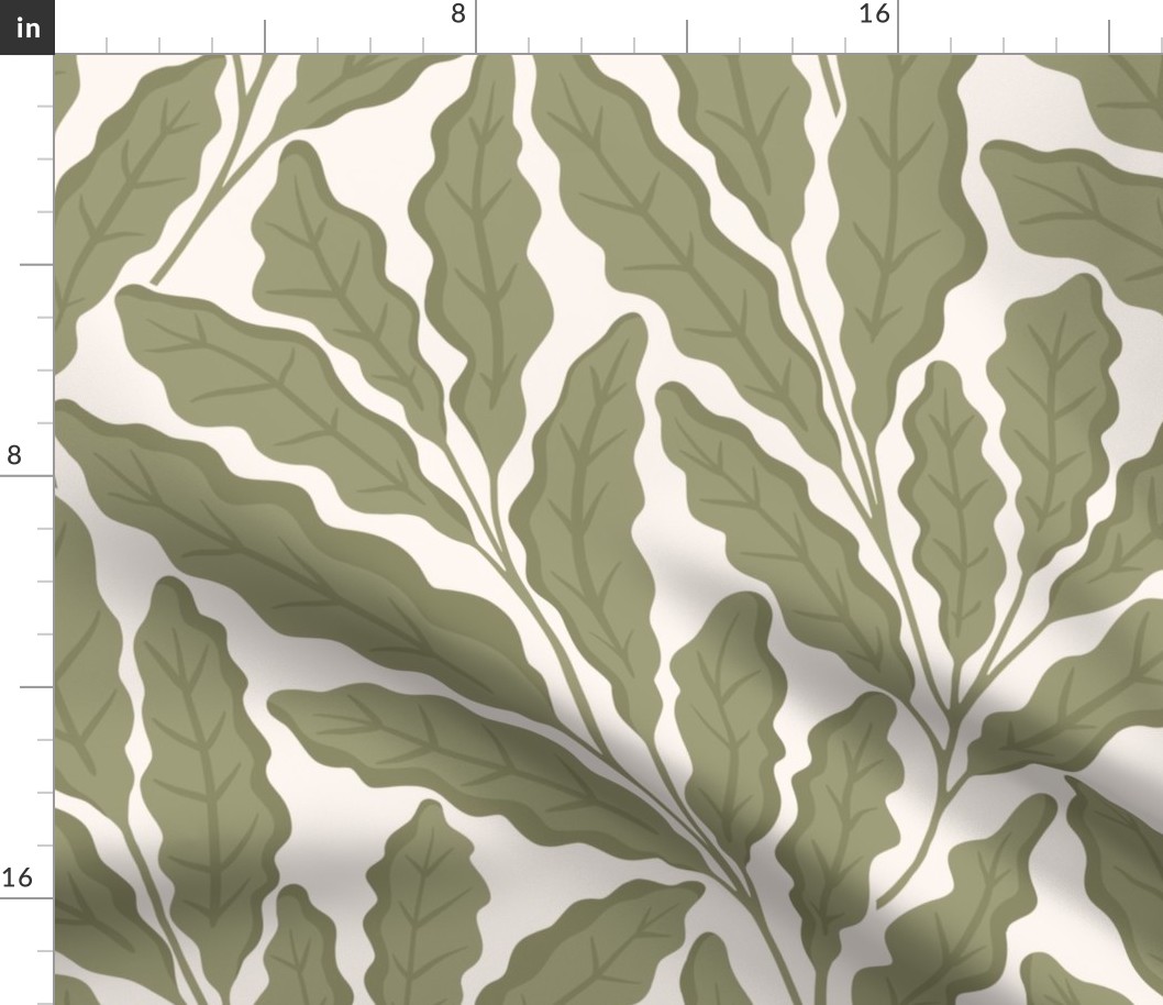 Calming Botanical Leaves - Large Scale - 24x24 inch repeat