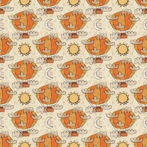 Hot Air Balloons - Orange and Yellow, 6-inch repeat