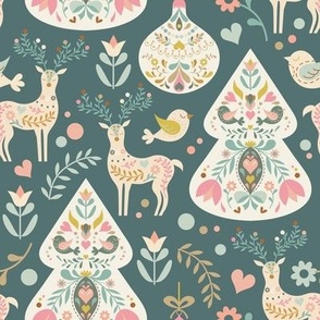 Whimsical Woodland: Folk Art Deer Pattern