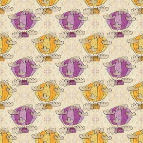 Hot Air Balloons - Purple and Yellow, 6-inch repeat