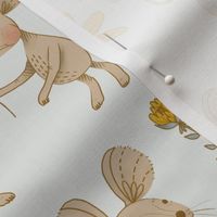 Medium - Mice Friends in a Flower Garden on Off-White Background