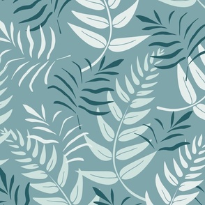 Serene Wallscapes 'Peaceful Palms' in Teal Large Scale