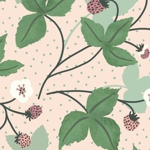 Wild strawberry garden delight in peach background