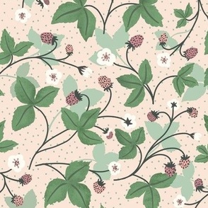 Wild strawberry garden delight in peach background