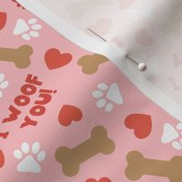 I Woof You! - Dog Valentine's Day - Hearts & Paws - pink - LAD23