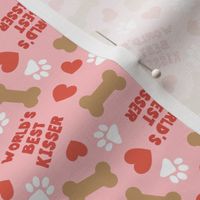 (small scale) World's Best Kisser - Dog Valentine's Day - Paws & Hearts - pink - LAD23