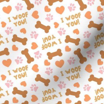 I Woof You! - Dog Valentine's Day - Hearts & Paws - boho pink/orange - LAD23