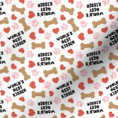 (small scale) World's Best Kisser - Dog Valentine's Day - Paws & Hearts - black/red/pink - LAD23
