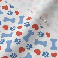 (small scale) Dog Valentine - Doggy Hearts & Bones - blue - LAD23