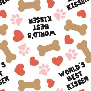 World's Best Kisser - Dog Valentine's Day - Paws & Hearts - black/red/pink - LAD23